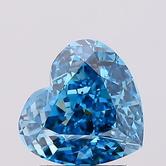Lab-Grown Heart Diamond - 1.82 Carats, Fancy Vivid Blue Color, VS2 Clarity - Certified by IGI - Report Number: LG635496927