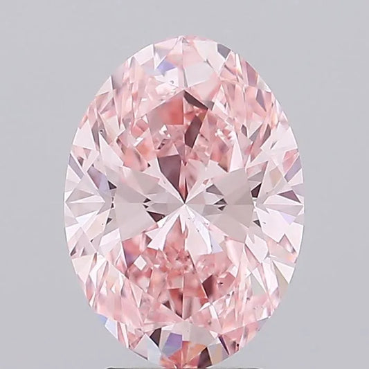 3,01 ct ovaler, im Labor gezüchteter Diamant (Farbe: Fancy Vivid Pink, Reinheit: VS2, IGI-zertifiziert)