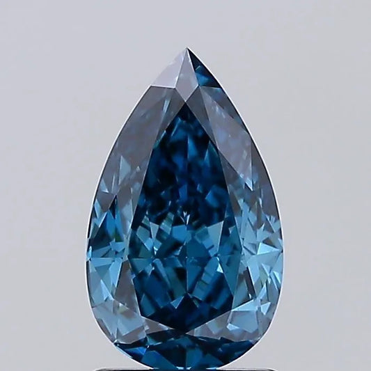 Diamant de laboratoire taille poire de 1,65 ct (couleur bleu vif fantaisie, pureté VS1, certifié IGI)