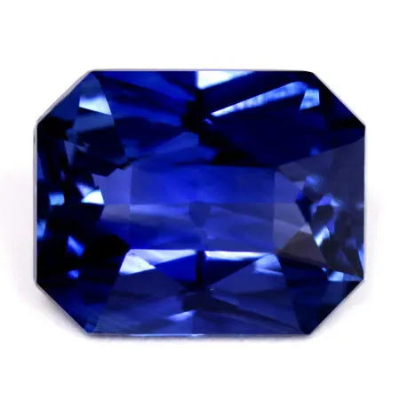 Saphir naturel émeraude 5,36 ct (couleur bleue, pureté à l'œil nu, taille à facettes)