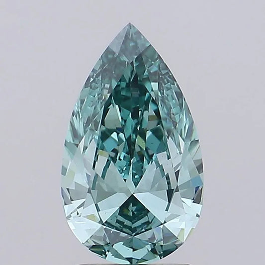 2,00 ct birnenförmiger, im Labor gezüchteter Diamant (Farbe: Fancy Vivid Blue Green, Reinheit: VS1, IGI-zertifiziert)