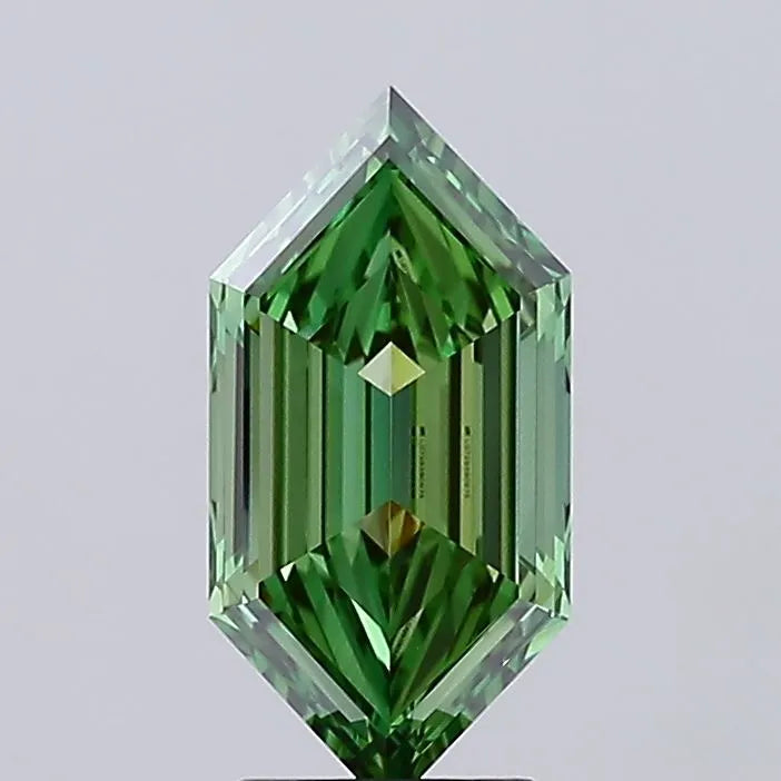 2.40ct Hexagonal Lab Grown Diamond (Colour Fancy Vivid Green, Clarity VVS2, IGI Certified)