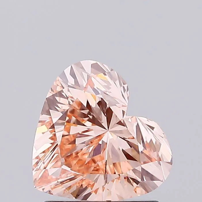 1.27ct Heart Lab Grown Diamond (Colour Fancy Intense Pinkish Orange, Clarity VVS2, IGI Certified)