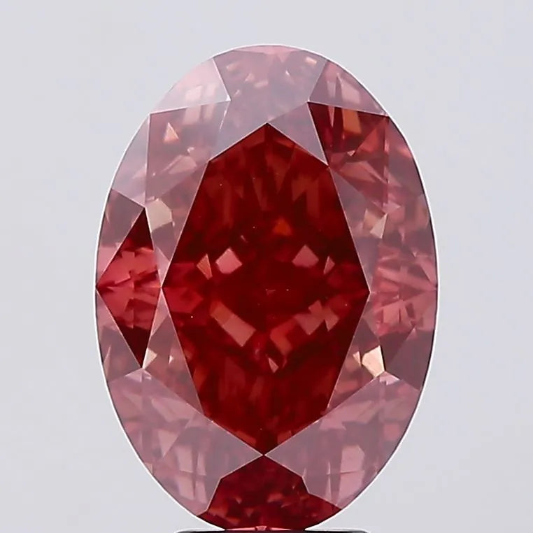 7.08ct Oval Lab Grown Diamond (Colour Fancy Deep Brownish Pink, Clarity VVS2, IGI Certified)