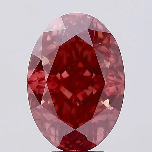 7,08 ct ovaler, im Labor gezüchteter Diamant (Farbe: Fancy Deep Brownish Pink, Reinheit: VVS2, IGI-zertifiziert)