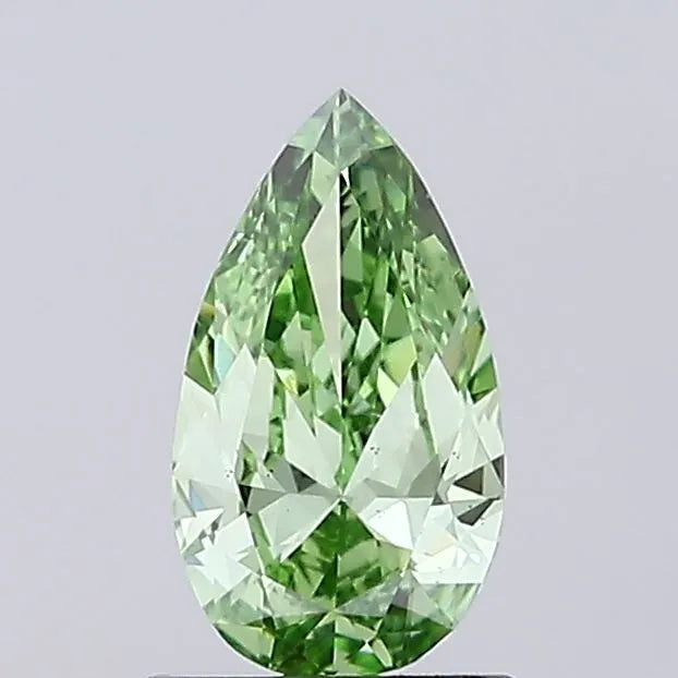 1,00 ct birnenförmiger, im Labor gezüchteter Diamant (Farbe: Fancy Vivid Green, Reinheit: VS2, IGI-zertifiziert)