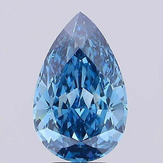 5,05 ct birnenförmiger, im Labor gezüchteter Diamant (Farbe: Fancy Vivid Blue, Reinheit: VS1, IGI-zertifiziert)