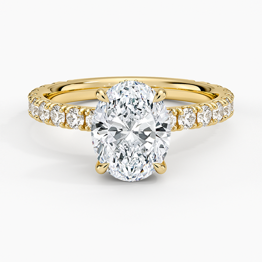 Bague sur mesure en or jaune 14 carats avec diamants synthétiques – Taille 6,5 US (LDJ 1019)