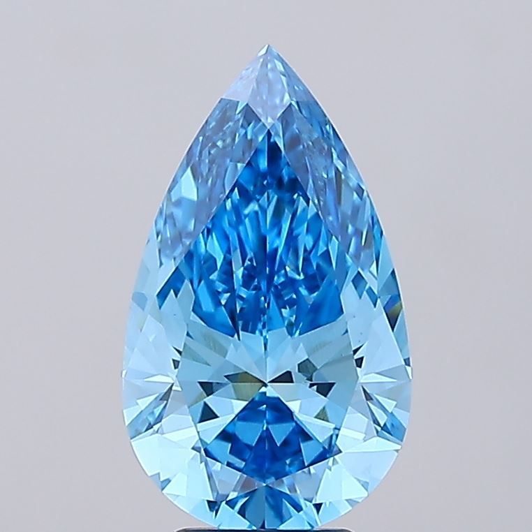 Lab-Grown Pear Diamond - 5.06 Carats, Fancy Vivid Blue Color, VVS2 Clarity - Certified by IGI - Report Number: LG680523622