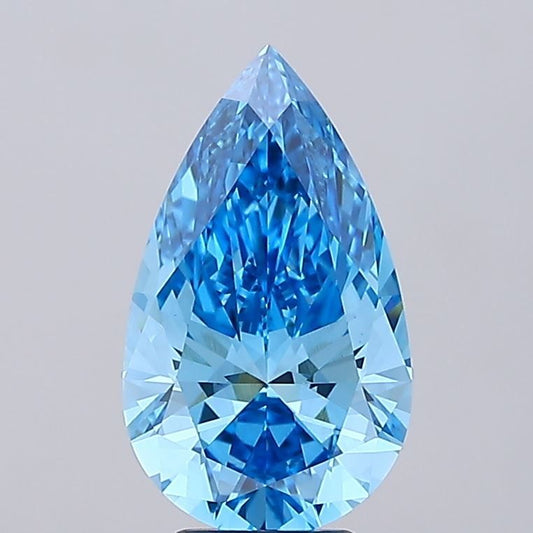 Lab-Grown Pear Diamond - 5.06 Carats, Fancy Vivid Blue Color, VVS2 Clarity - Certified by IGI - Report Number: LG680523622