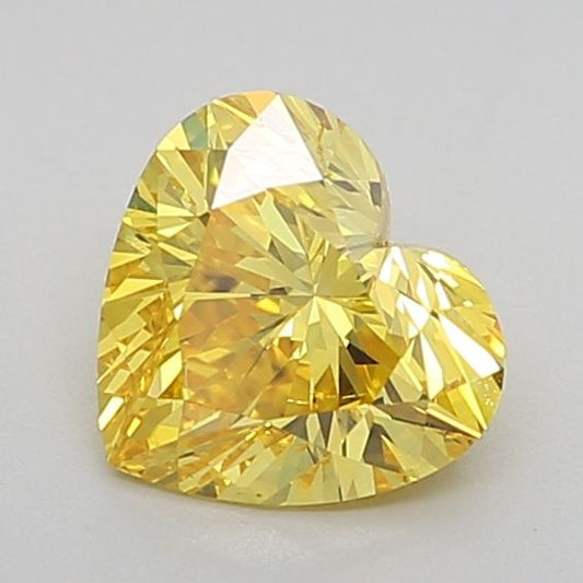 Lab-Grown Heart Diamond - 1.01 Carats, Fancy Vivid Yellow Color, VS1 Clarity - Certified by IGI - Report Number: LG624414130