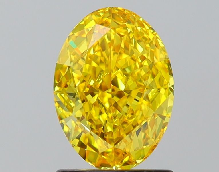 Lab-Grown Oval Diamond - 1.51 Carats, Fancy Vivid Yellow Color, VS1 Clarity - Certified by IGI - Report Number: LG645464157