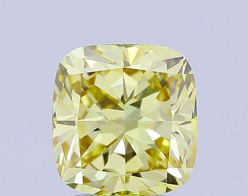 Lab-Grown Cushion Diamond - 2.5 Carats, Fancy Intense Yellow Color, VS1 Clarity - Certified by IGI - Report Number: LG663404209