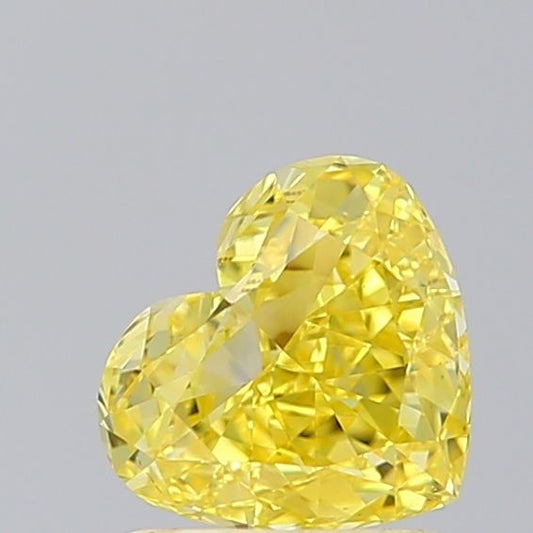 Lab-Grown Heart Diamond - 1.0 Carats, Fancy Vivid Yellow Color, VS1 Clarity - Certified by IGI - Report Number: LG643418450