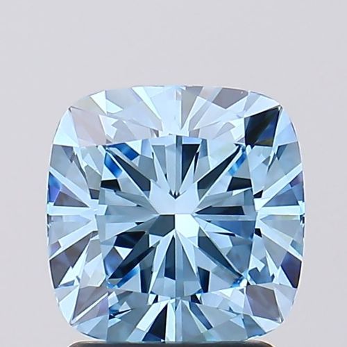 Lab-Grown Cushion Diamond - 2.01 Carats, Fancy Vivid Blue Color, VVS2 Clarity - Certified by IGI - Report Number: LG547273742