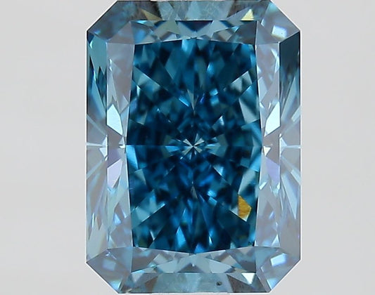 Lab-Grown Radiant Diamond - 1.6 Carats, Fancy Vivid Blue Color, VS1 Clarity - Certified by IGI - Report Number: LG685556886