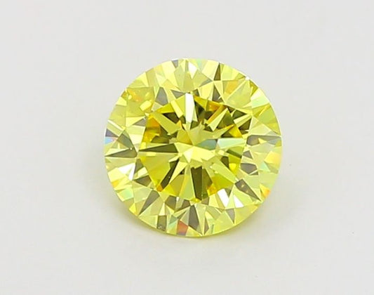 Lab-Grown Round Diamond - 1.04 Carats, Fancy Vivid Yellow Color, VVS2 Clarity - Certified by IGI - Report Number: LG666413402