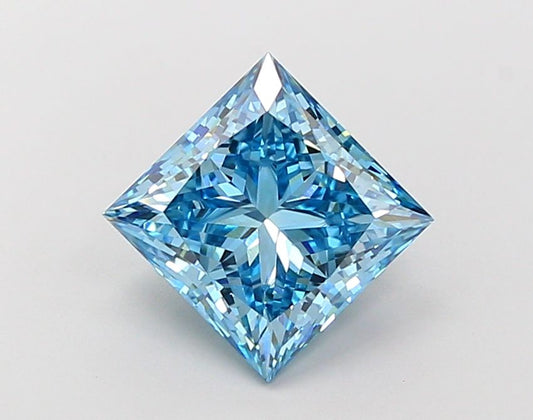 Lab-Grown Princess Diamond - 3.08 Carats, Fancy Vivid Blue Color, VS1 Clarity - Certified by IGI - Report Number: LG684510358