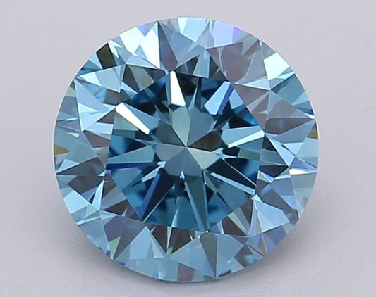 Lab-Grown Round Diamond - 1.51 Carats, Fancy Vivid Blue Color, VVS2 Clarity - Certified by IGI - Report Number: LG611390212