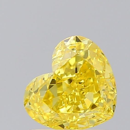Lab-Grown Heart Diamond - 1.02 Carats, Fancy Vivid Yellow Color, VVS2 Clarity - Certified by IGI - Report Number: LG651436832
