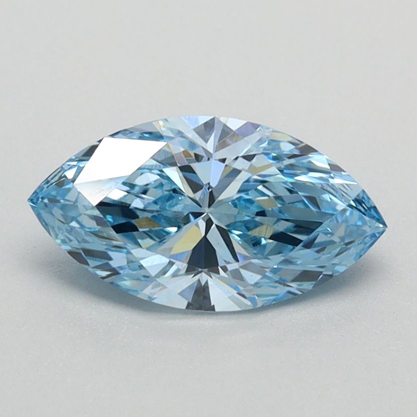 Lab-Grown Marquise Diamond - 0.8 Carats, Fancy Vivid Blue Color, VVS2 Clarity - Certified by IGI - Report Number: LG626424615