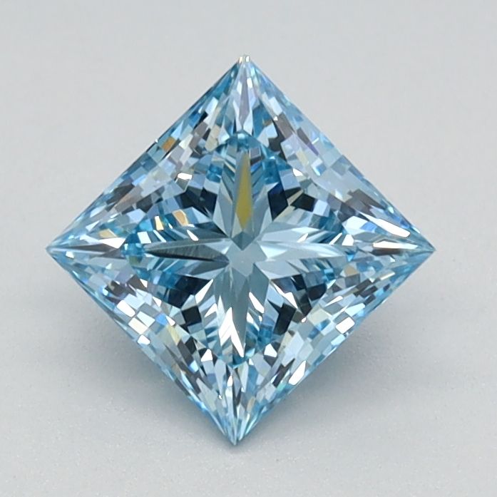 Lab-Grown Princess Diamond - 0.77 Carats, Fancy Intense Blue Color, VS2 Clarity - Certified by IGI - Report Number: LG626424792