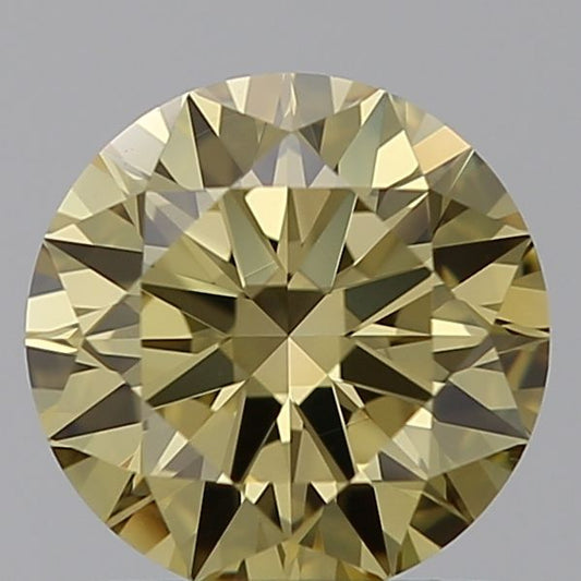 Lab-Grown Round Diamond - 0.89 Carats, Fancy Intense Yellow Color, VS1 Clarity - Certified by IGI - Report Number: LG605328676