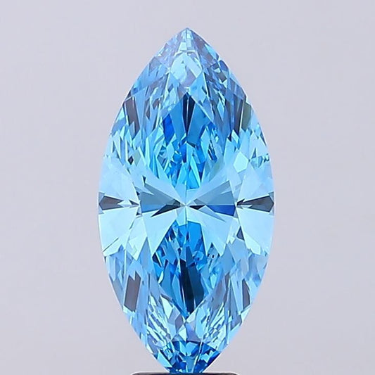 Lab-Grown Marquise Diamond - 6.01 Carats, Fancy Vivid Blue Color, VS1 Clarity - Certified by IGI - Report Number: LG677574698