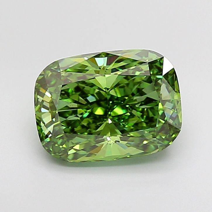 Cushion Brilliant 4.18ct Fancy Vivid Green VS2 - Cut • IGI • LG654483740