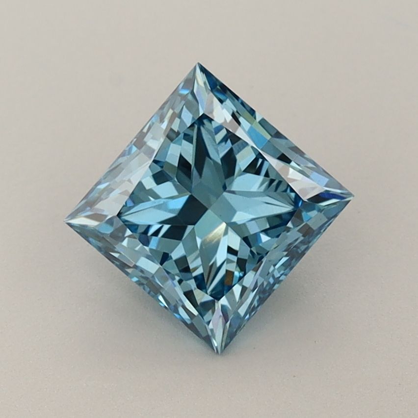 Lab-Grown Princess Diamond - 1.29 Carats, Fancy Vivid Blue Color, VS1 Clarity - Certified by IGI - Report Number: LG645423187