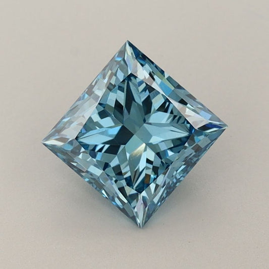 Lab-Grown Princess Diamond - 1.29 Carats, Fancy Vivid Blue Color, VS1 Clarity - Certified by IGI - Report Number: LG645423187
