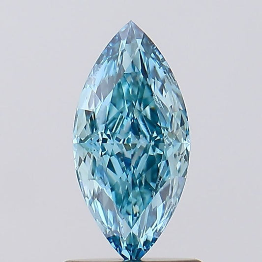 Lab-Grown Marquise Diamond - 1.02 Carats, Fancy Vivid Blue Color, VS1 Clarity - Certified by IGI - Report Number: LG632445727