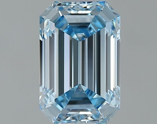 Lab-Grown Emerald Diamond - 0.71 Carats, Fancy Intense Blue Color, VVS1 Clarity - Certified by IGI - Report Number: LG642485563