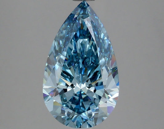 Lab-Grown Pear Diamond - 2.56 Carats, Fancy Vivid Blue Color, VS1 Clarity - Certified by IGI - Report Number: LG632446623