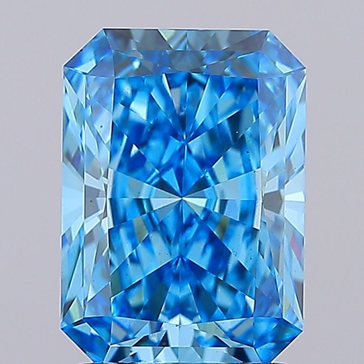 Lab-Grown Radiant Diamond - 2.59 Carats, Fancy Vivid Blue Color, VS2 Clarity - Certified by IGI - Report Number: LG667422200