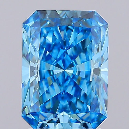 Lab-Grown Radiant Diamond - 2.59 Carats, Fancy Vivid Blue Color, VS2 Clarity - Certified by IGI - Report Number: LG667422200