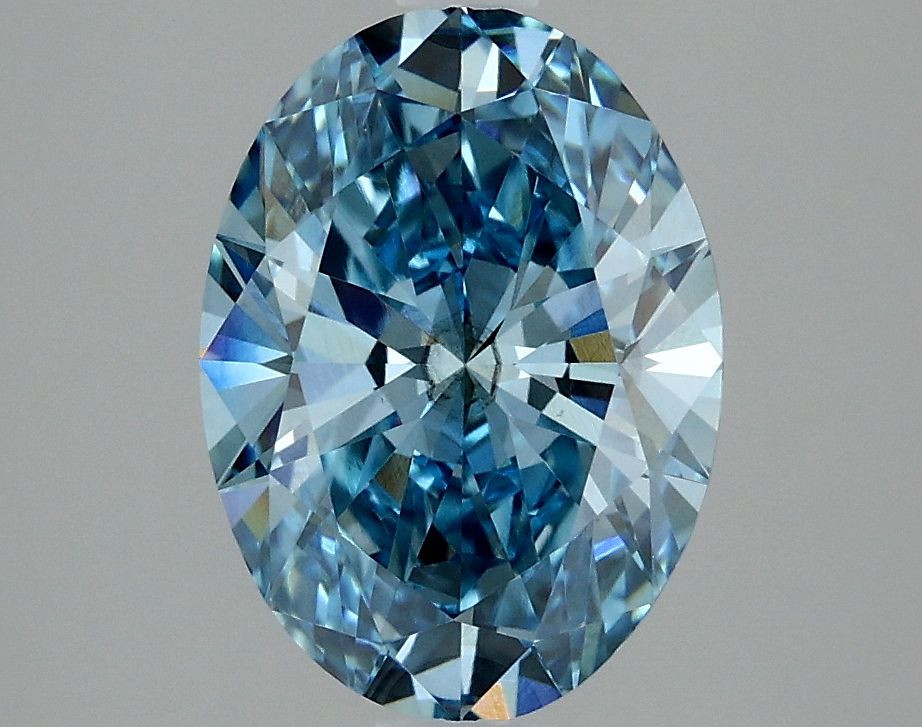 Lab-Grown Oval Diamond - 2.53 Carats, Fancy Vivid Blue Color, VS2 Clarity - Certified by IGI - Report Number: LG634426670