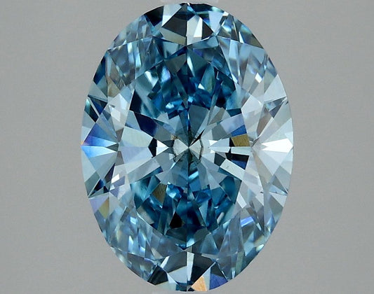 Lab-Grown Oval Diamond - 2.53 Carats, Fancy Vivid Blue Color, VS2 Clarity - Certified by IGI - Report Number: LG634426670