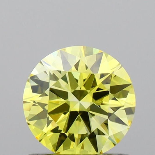 Lab-Grown Round Diamond - 0.73 Carats, Fancy Intense Yellow Color, VS1 Clarity - Certified by IGI - Report Number: LG655444249