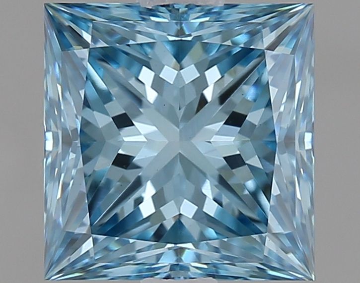 Lab-Grown Princess Diamond - 1.3 Carats, Fancy Vivid Blue Color, VS1 Clarity - Certified by IGI - Report Number: LG607344871