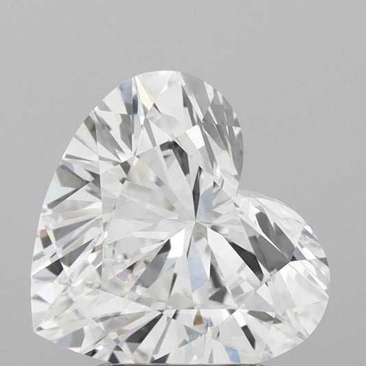 Lab-Grown Heart Diamond - 2.55 Carats, D Color, VVS2 Clarity - Certified by IGI - Report Number: LG689536198