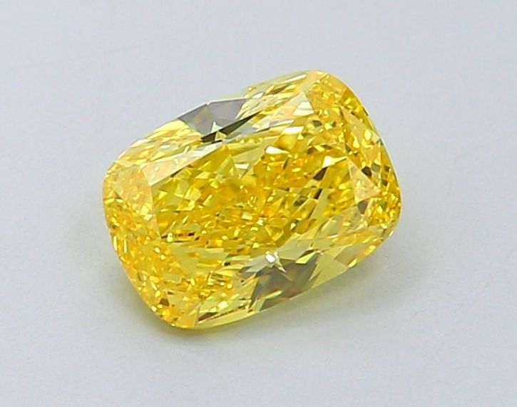 Lab-Grown Cushion Diamond - 0.99 Carats, Fancy Vivid Yellow Color, VS2 Clarity - Certified by IGI - Report Number: LG633488814