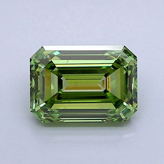 Lab-Grown Emerald Diamond - 1.53 Carats, Fancy Vivid Green Color, VS2 Clarity - Certified by IGI - Report Number: LG651494390