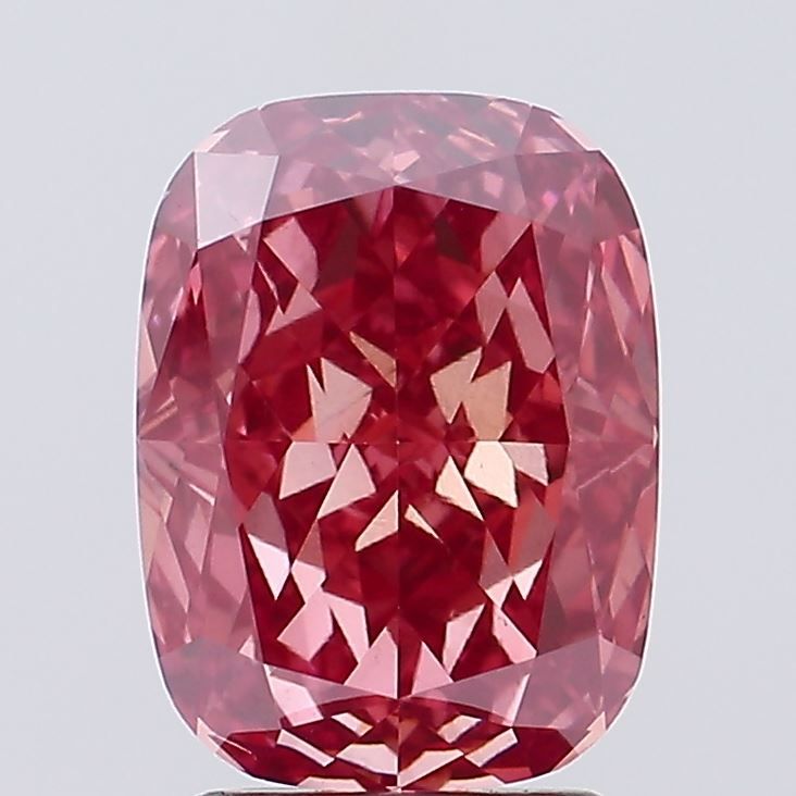 Lab-Grown Cushion Diamond - 2.54 Carats, Fancy Vivid Pink Color, VS2 Clarity - Certified by IGI - Report Number: LG646470914