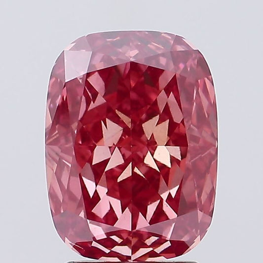 Lab-Grown Cushion Diamond - 2.54 Carats, Fancy Vivid Pink Color, VS2 Clarity - Certified by IGI - Report Number: LG646470914