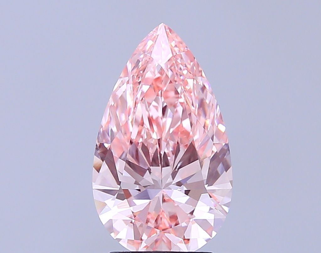Lab-Grown Pear Diamond - 3.03 Carats, Fancy Intense Pink Color, VS1 Clarity - Certified by IGI - Report Number: LG689542168