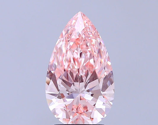 Lab-Grown Pear Diamond - 3.03 Carats, Fancy Intense Pink Color, VS1 Clarity - Certified by IGI - Report Number: LG689542168