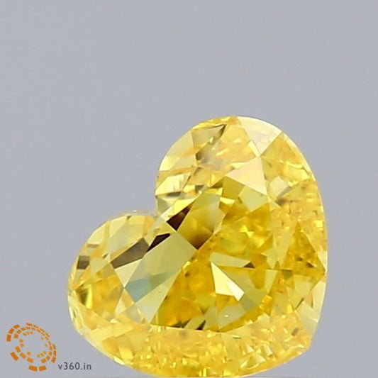 Lab-Grown Heart Diamond - 0.98 Carats, Fancy Vivid Yellow Color, VS1 Clarity - Certified by IGI - Report Number: LG616430748