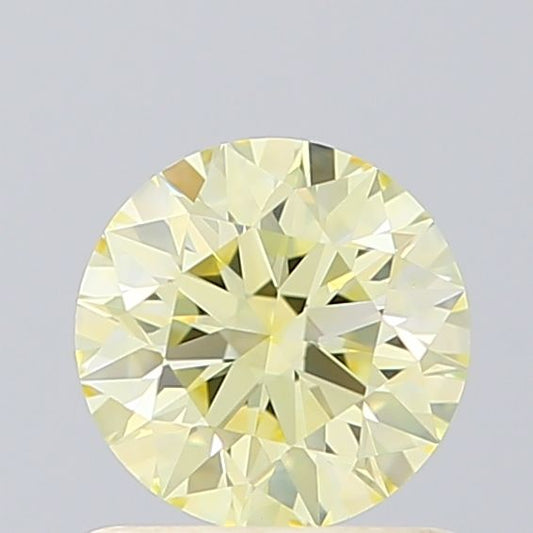 Lab-Grown Round Diamond - 0.78 Carats, Fancy Yellow Color, VS1 Clarity - Certified by IGI - Report Number: LG614320498