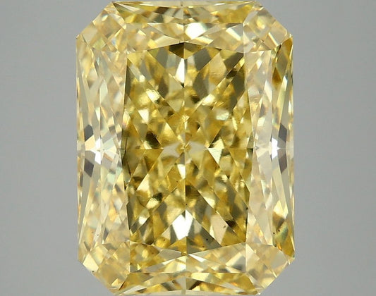 Lab-Grown Radiant Diamond - 6.27 Carats, Fancy Vivid Yellow Color, VS2 Clarity - Certified by IGI - Report Number: LG677582574